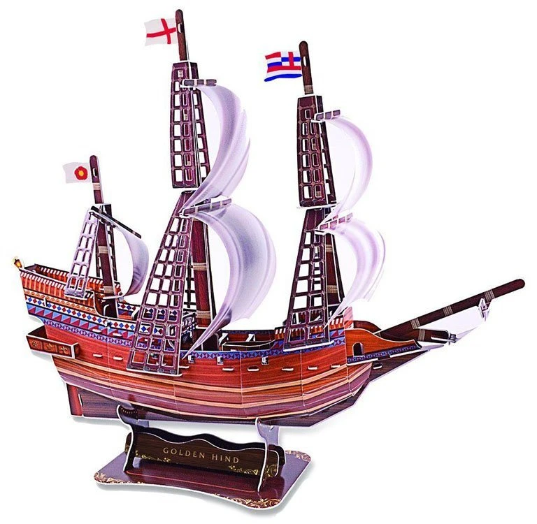 Jokomisiada 3D dėlionės laivas Golden Hind laivas 108 dalių erdvinė dėlionė ZA2600
