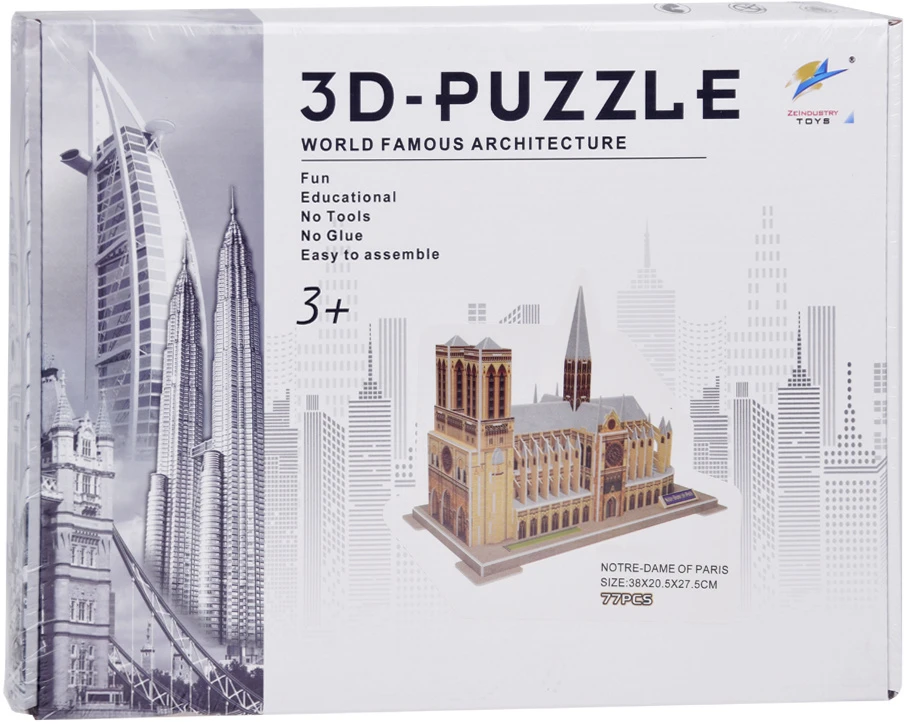 Jokomisiada 3D dėlionė Notre-Dame katedra 77 dalių Erdvinė dėlionė Paryžius ZA5402