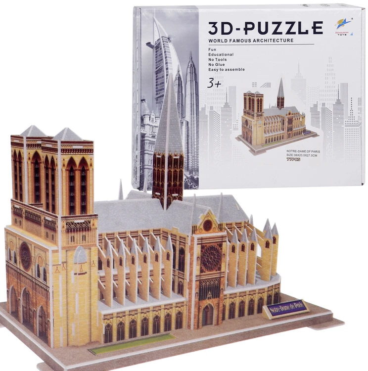 Jokomisiada 3D dėlionė Notre-Dame katedra 77 dalių Erdvinė dėlionė Paryžius ZA5402