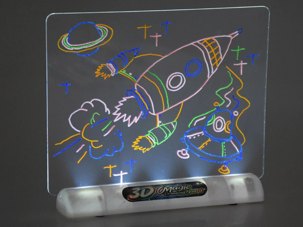 Jokomisiada 3D piešimo lenta su LED apšvietimu + žymekliai ir akiniai TA0115