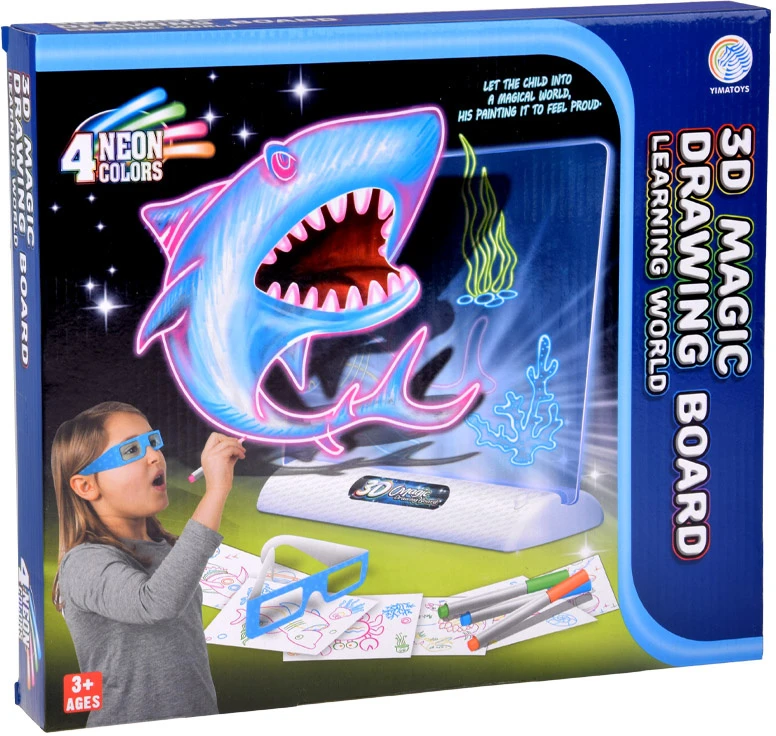Jokomisiada 3D piešimo lenta su LED apšvietimu + žymekliai ir akiniai TA0115