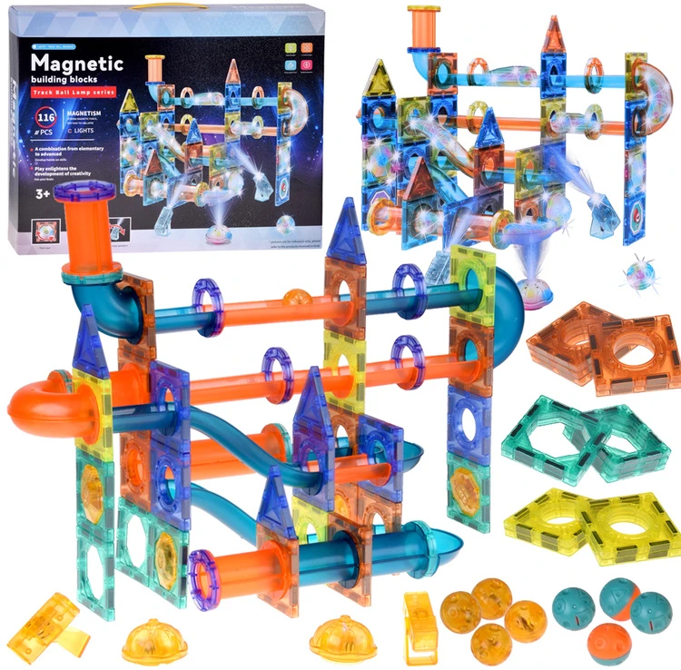Jokomisiada 3D GLOWING magnetic blocks - Build a ball track KULODROM 116 pieces ZA5894