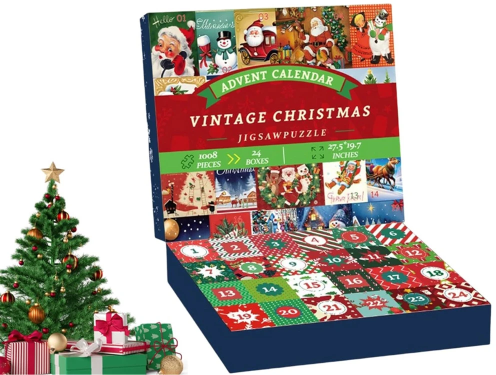 Jokomisiada Advent Calendar Dėlionė - 24 Christmas puzzles in a VINTAGE style ZA5885