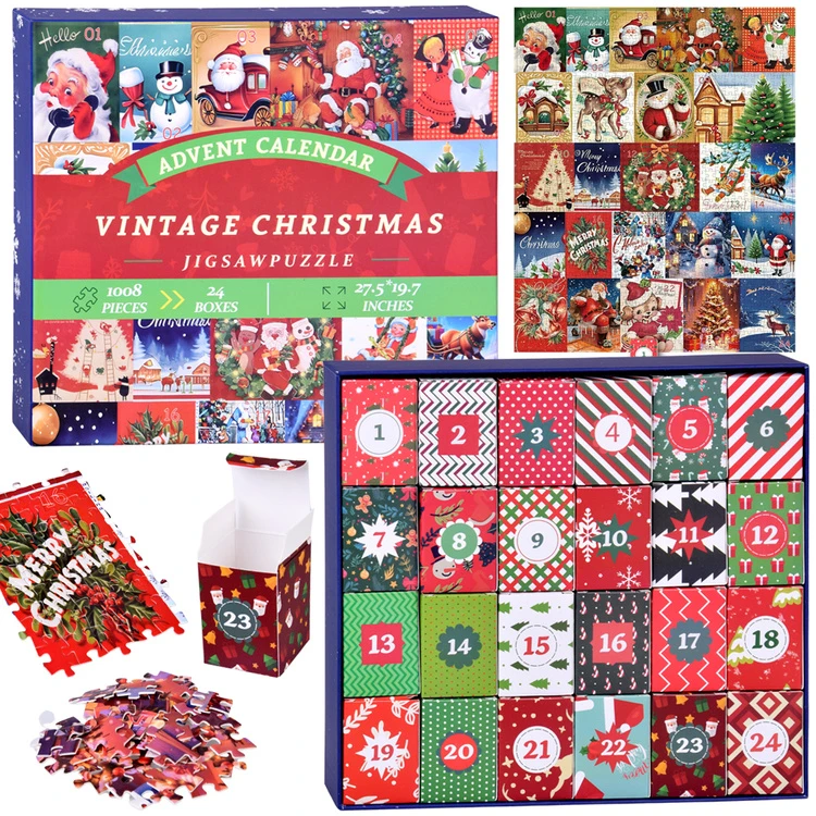 Jokomisiada Advent Calendar Dėlionė - 24 Christmas puzzles in a VINTAGE style ZA5885