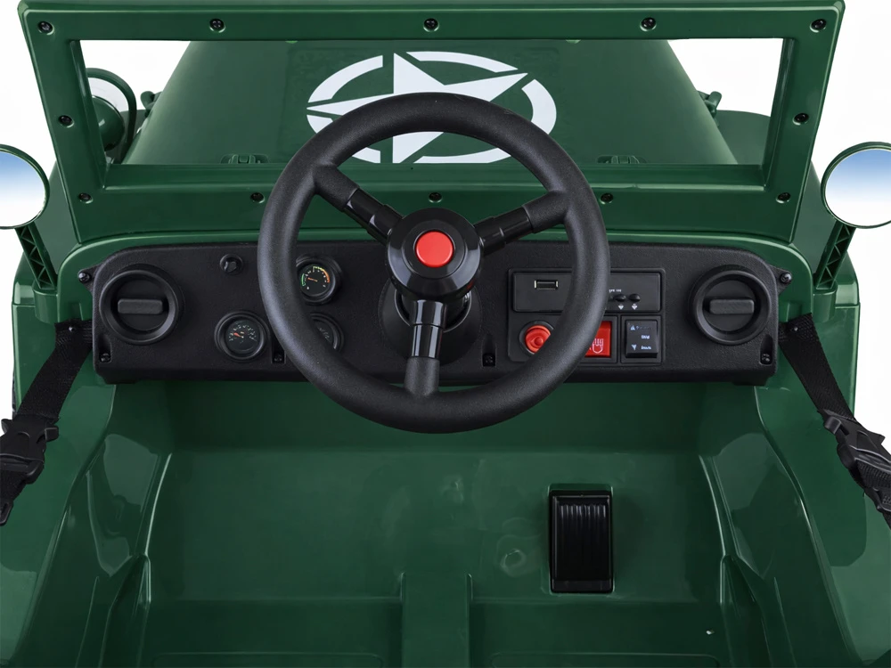 Akumuliatorinė transporto priemonė vaikams Jokomisiada Willy 4x4 + nuotolinio valdymo pultas | spalva: tamsiai žalia