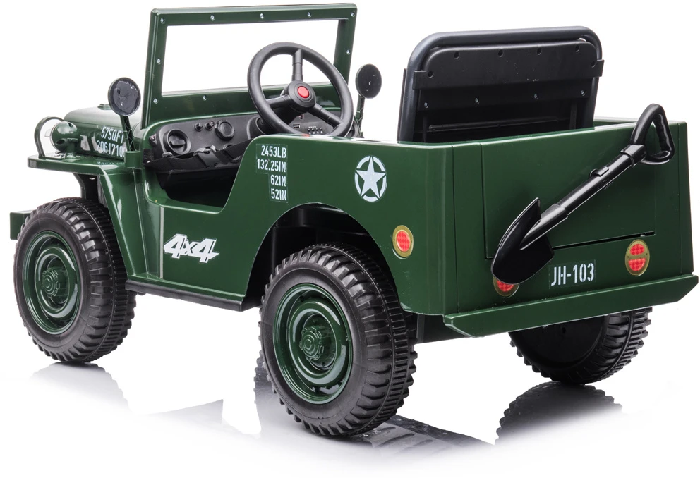 Akumuliatorinė transporto priemonė vaikams Jokomisiada Willy 4x4 + nuotolinio valdymo pultas | spalva: tamsiai žalia