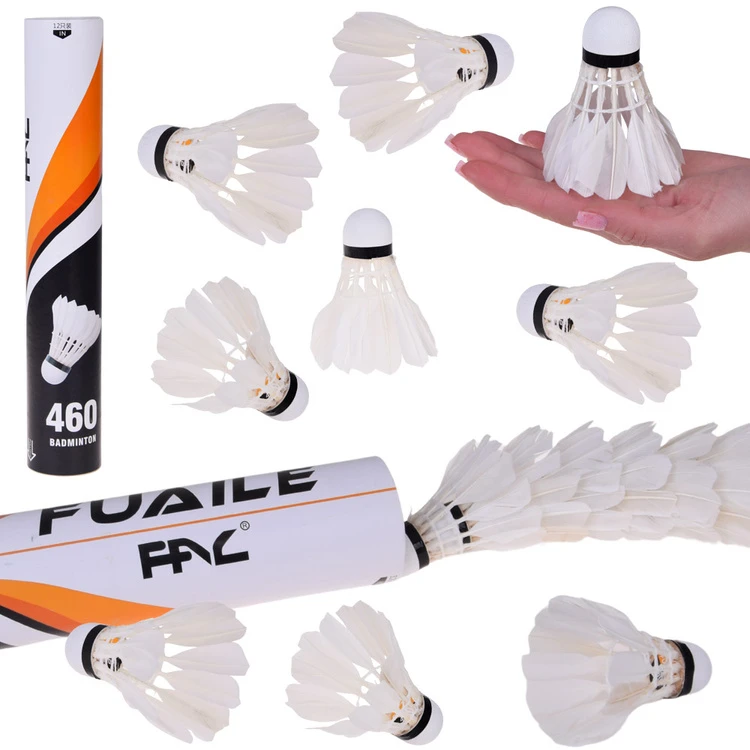 Jokomisiada Badminton shuttlecocks made of natural feathers - set of 12 in a tube SP0863