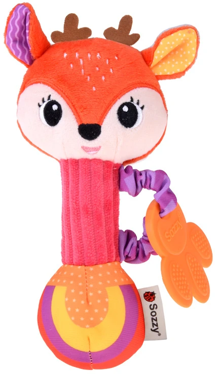 Jokomisiada Charmant Rattle Teether Plush Toy Deer for a Child ZA5771