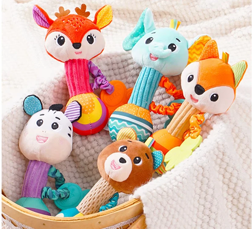 Jokomisiada Charmant Rattle Teether Plush Toy Deer for a Child ZA5771