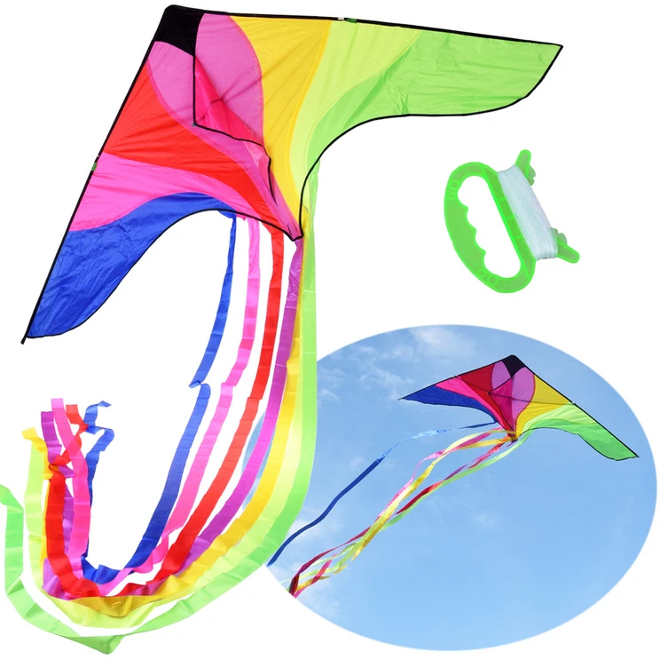 Jokomisiada Large Light Kite with colorful ribbons 190x100cm ZA5571