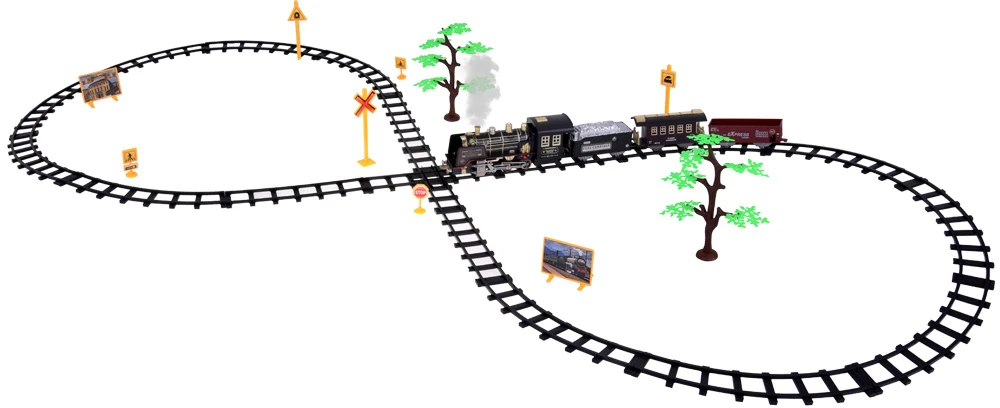 Jokomisiada Large Retro Train Locomotive Remote Control Train Light Steam Sound RC0700