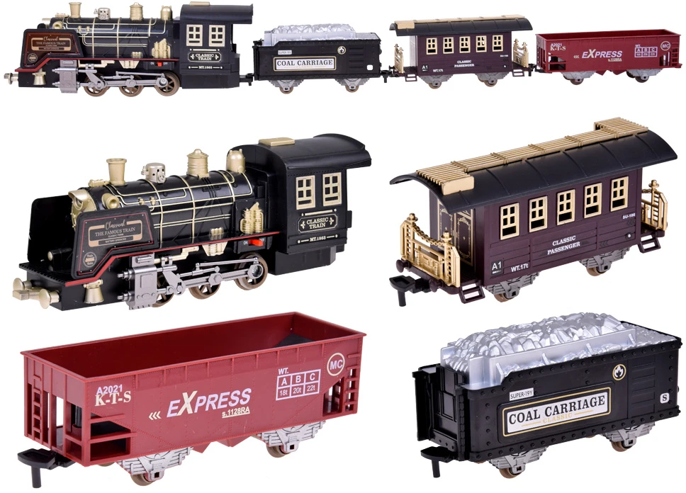Jokomisiada Large Retro Train Locomotive Remote Control Train Light Steam Sound RC0700