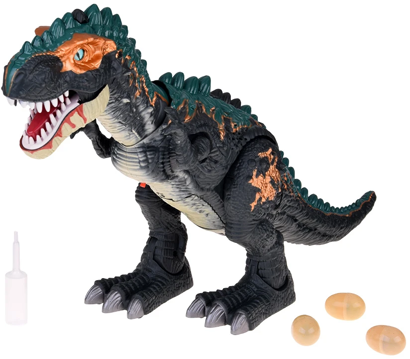 Jokomisiada Large robot dinosaur walks, roars, LAYS EGGS, light effects pair ZA5716