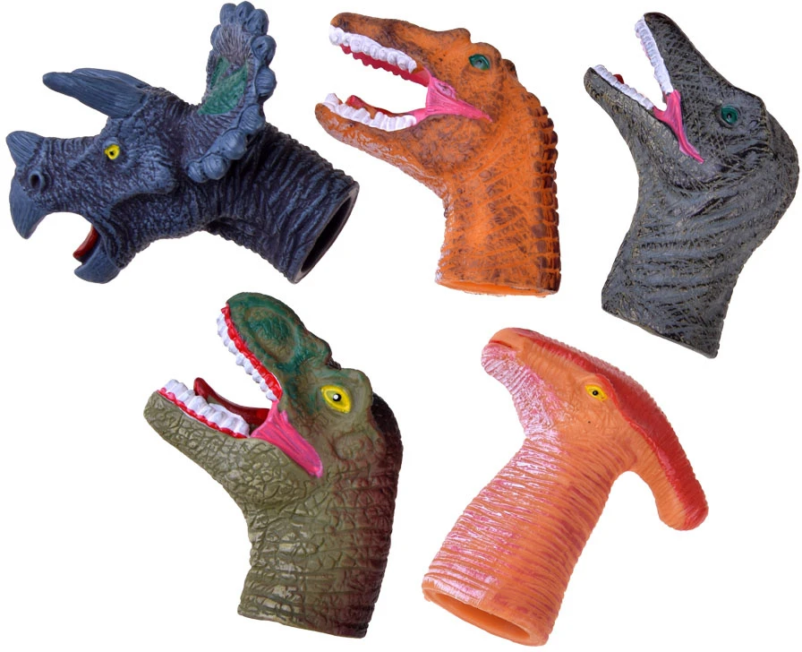 Jokomisiada Dinozaurų pirštų lėlės guminės figūrėlės 5 vienetai