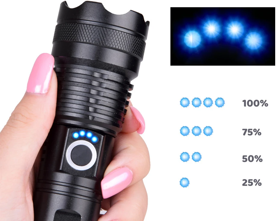 Jokomisiada Galingas USB įkraunamas LED žibintuvėlis, atsparus vandeniui SP0799