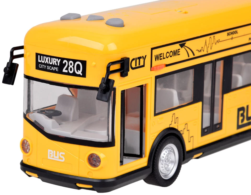 Jokomisiada Geltonos spalvos vakarėlių autobusas atidarant duris garsai šviesos muzika ZA5222