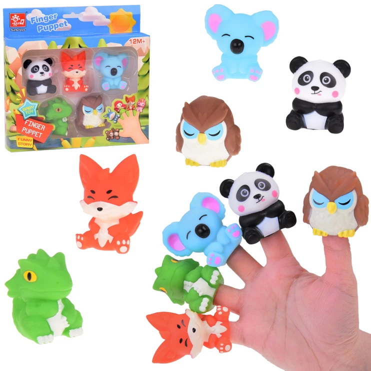Jokomisiada Rubber finger puppets ZOO animals - set of 5 ZA5601 figures