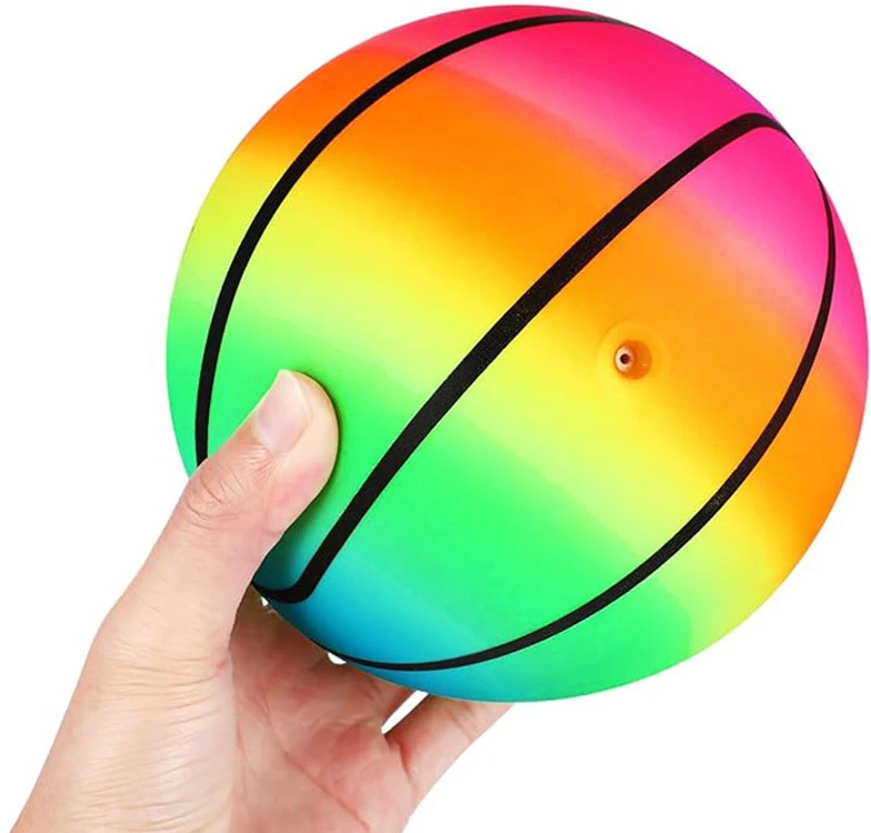 Jokomisiada Guminis spalvingas vaivorykštinis lengvas linksmas žaidimo kamuolys 9" 23 cm vaikams SP0794