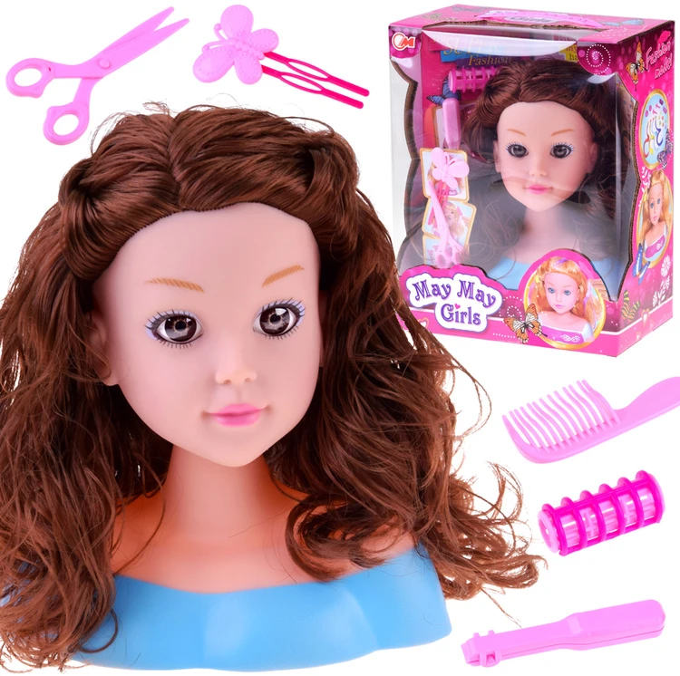 Jokomisiada Hairdressing head 20 cm Juodas DOLL with hairdressing accessories ZA5838