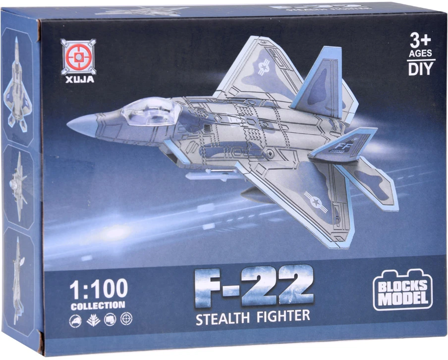 Jokomisiada Konstrukcijos kaladėlių rinkinys reaktyviniam lėktuvui F-22, modelis 1:100 ZA5027