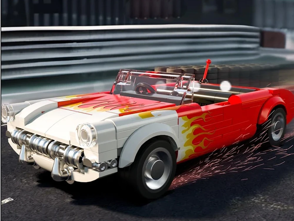 Jokomisiada Konstrukcijos kaladėlės automobilio klasikinis hot rod rodsteris 249ele ZA5817