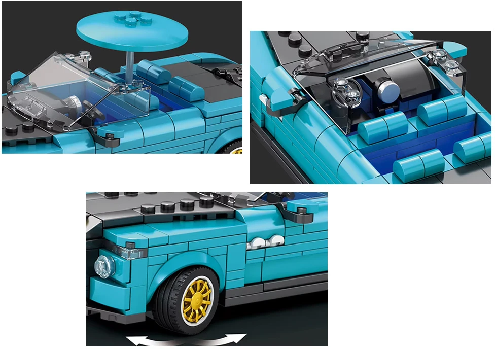 Jokomisiada Technical blocks Retro car Mėlynas CABRIOLET auksinis rims 417 pieces ZA5788