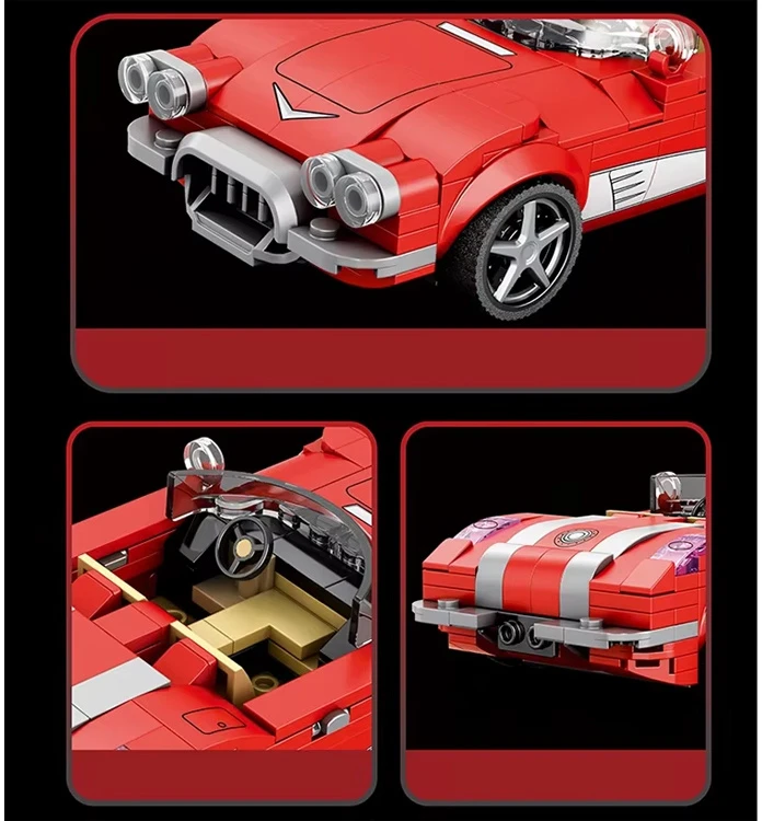Jokomisiada Techniniai blokeliai Retro automobilis Raudonas CABRIOLET iš 1950-ųjų 311 dalių ZA5790