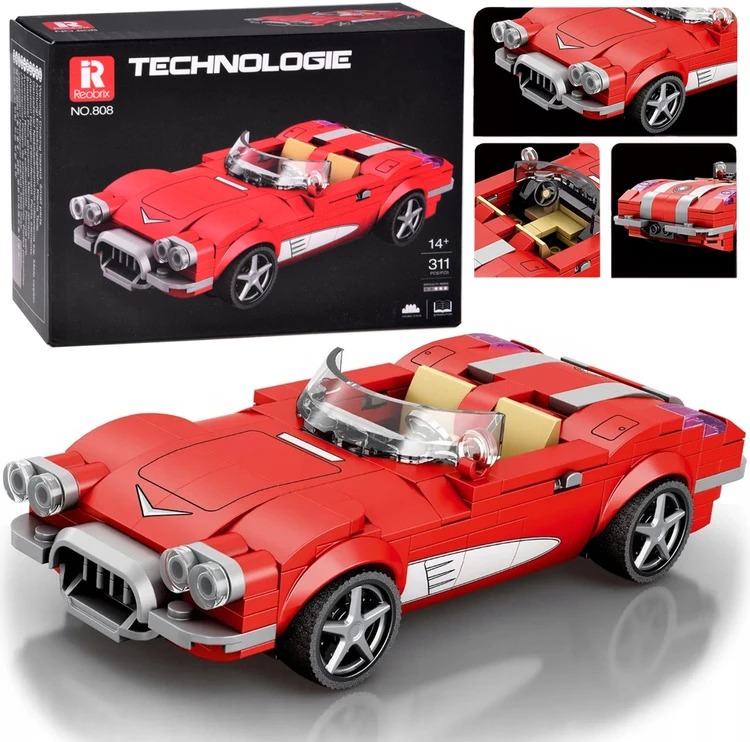 Jokomisiada Techniniai blokeliai Retro automobilis Raudonas CABRIOLET iš 1950-ųjų 311 dalių ZA5790