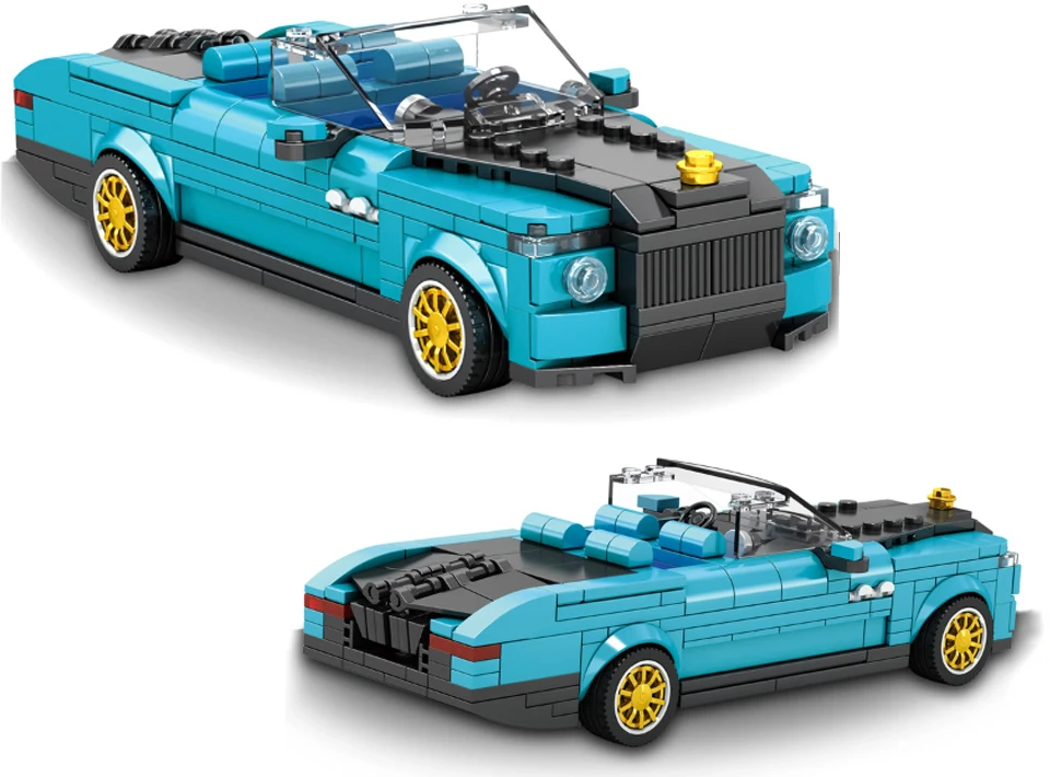 Jokomisiada Technical blocks Retro car Mėlynas CABRIOLET auksinis rims 417 pieces ZA5788