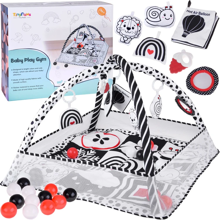 Jokomisiada Contrasting educational mat playpen + balls rustling book ZA5826