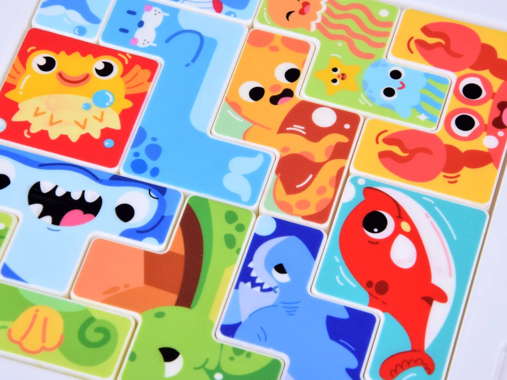 Dėlionė Jokomisiada Square Puzzle Colorful Puzzle – Sea Animals Jigsaw Puzzle, 12 Pieces, ZA6136