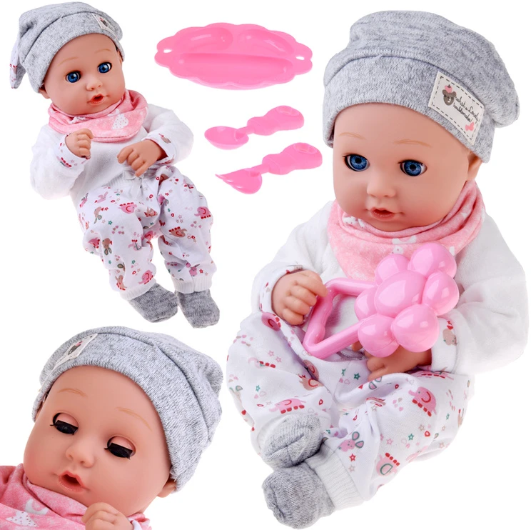 Jokomisiada BOBAS doll 32cm with moving eyes + feeding accessories ZA5833