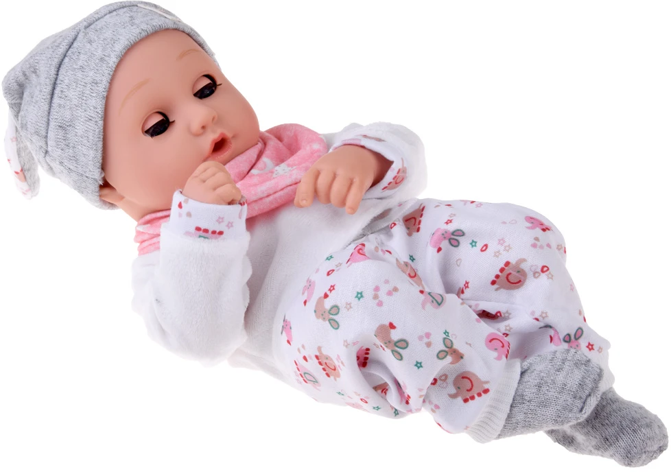 Jokomisiada BOBAS doll 32cm with moving eyes + feeding accessories ZA5833