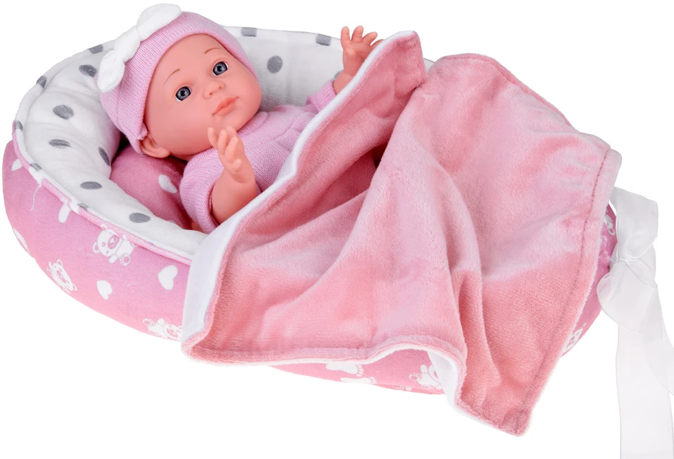 Jokomisiada Baby Doll with Crib in Rožinė Outfit Newborn ZA5855