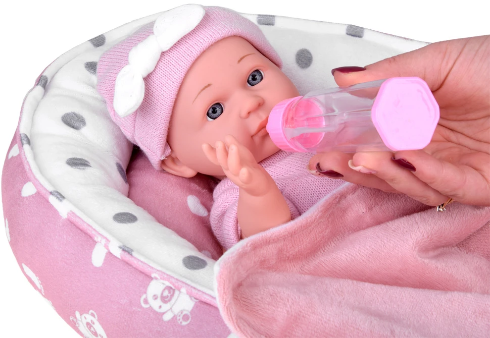 Jokomisiada Baby Doll with Crib in Rožinė Outfit Newborn ZA5855