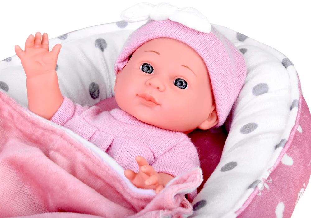 Jokomisiada Baby Doll with Crib in Rožinė Outfit Newborn ZA5855