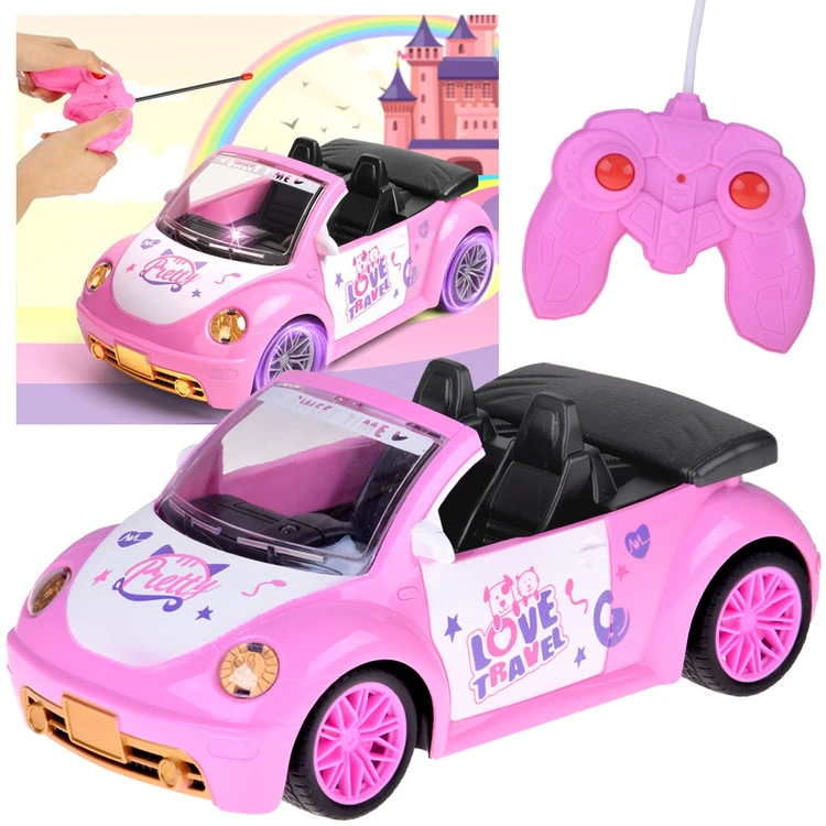 Jokomisiada Doll Car – Rožinė Convertible RC Car with Remote for Girls ZA5908