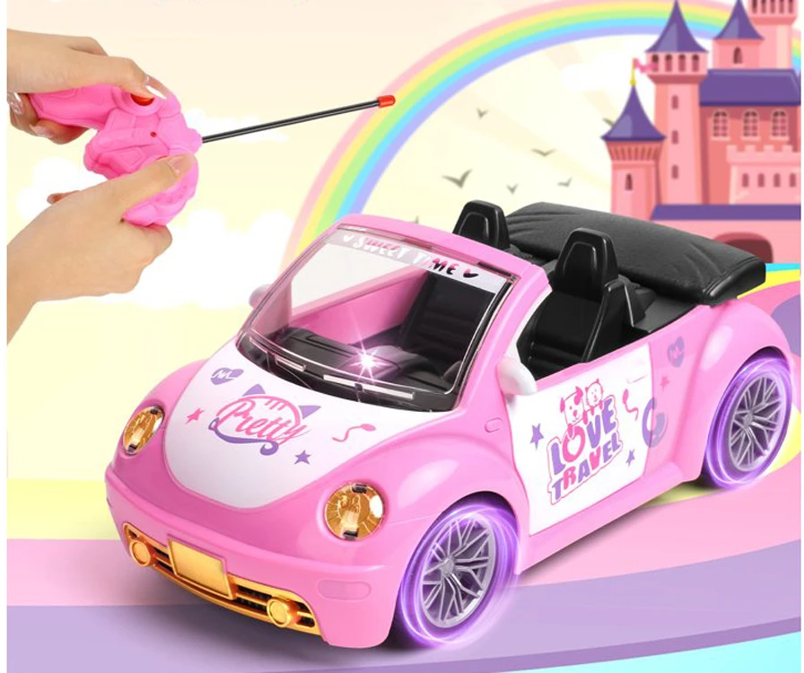 Jokomisiada Doll Car – Rožinė Convertible RC Car with Remote for Girls ZA5908