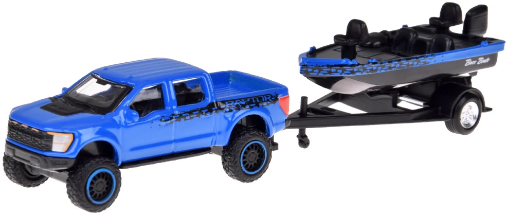 Jokomisiada Licencijuotas metalinis automobilis 1:64 Ford F-150 SVT Raptor 2021 ir laivas
