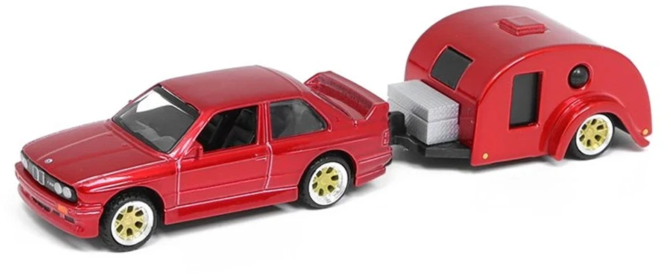 Jokomisiada Licencijuotas metalinis automobilis 1:64 BMW M3 1988 ir namelis ant ratų