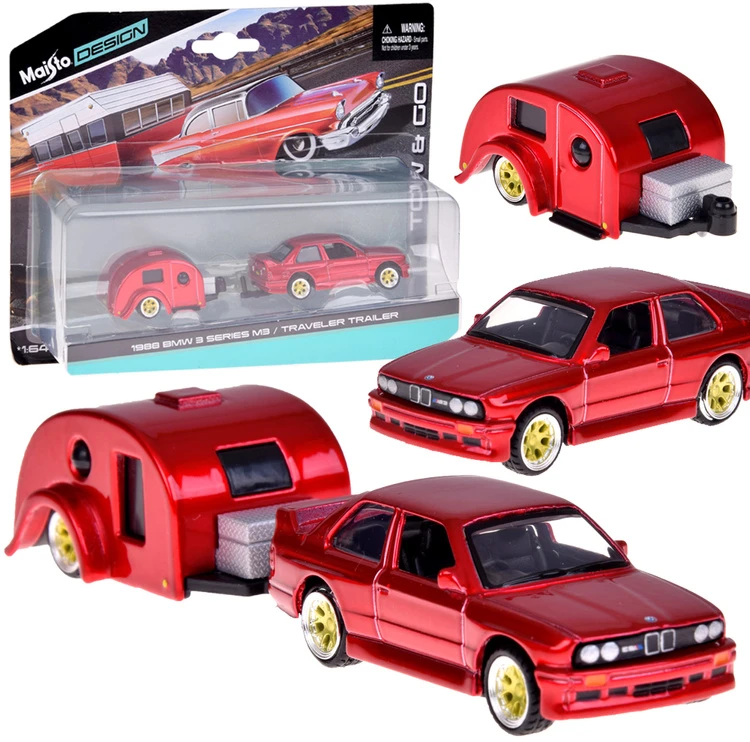 Jokomisiada Licencijuotas metalinis automobilis 1:64 BMW M3 1988 ir namelis ant ratų