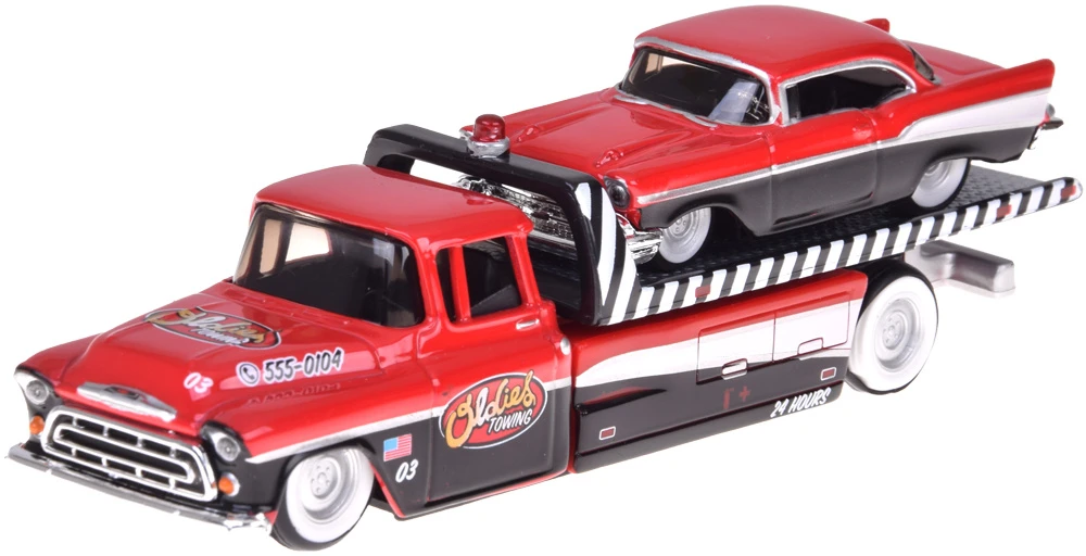 Jokomisiada Licencijuoti 1:64 mastelio „Chevrolet Flatbed 1957“ ir „Bel Air “ lieti automobiliai