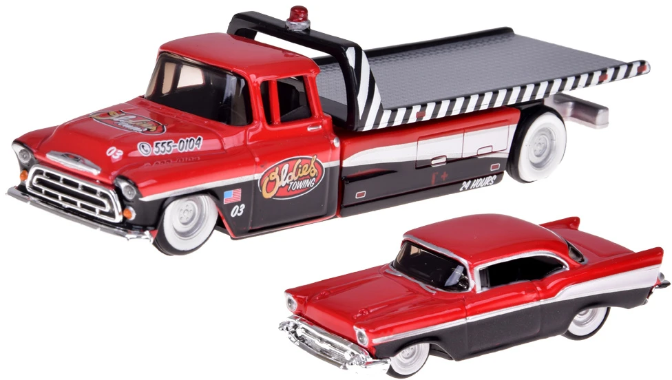 Jokomisiada Licencijuoti 1:64 mastelio „Chevrolet Flatbed 1957“ ir „Bel Air “ lieti automobiliai