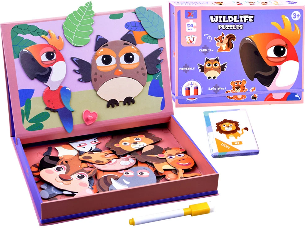 Jokomisiada Magnetic puzzle animals 54el board ZA3971