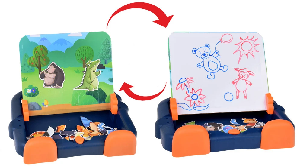 Dėlionė Jokomisiada Magnetic board 2in1 magnetic puzzle animal drawing board ZA5157