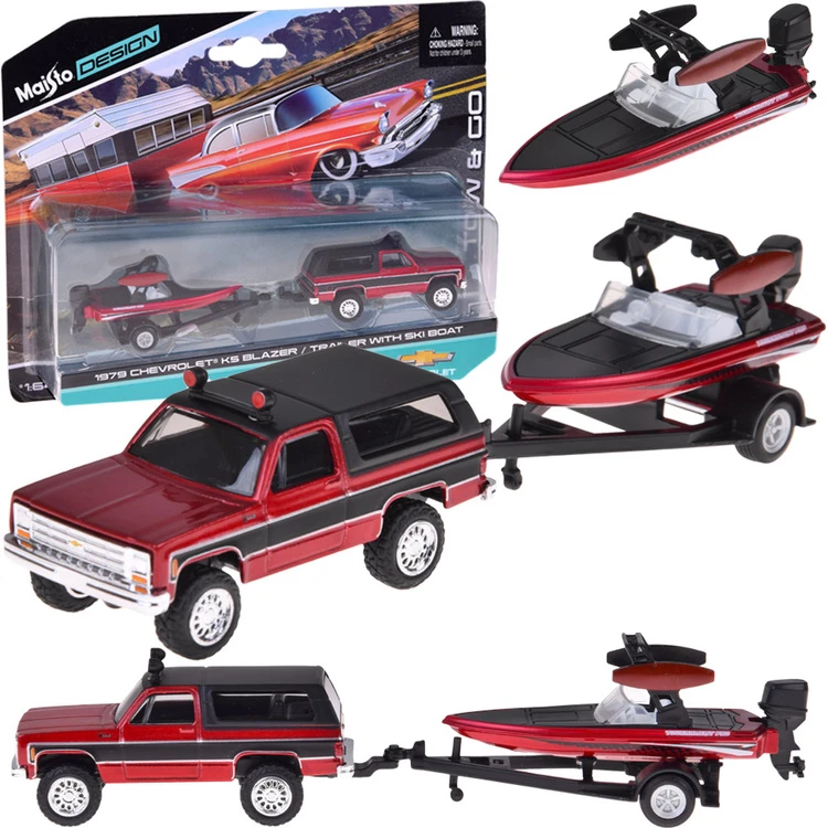 Jokomisiada Maisto Licensed Metal car Chevrolet K5 Blazer + boat 1:64 ZA5964