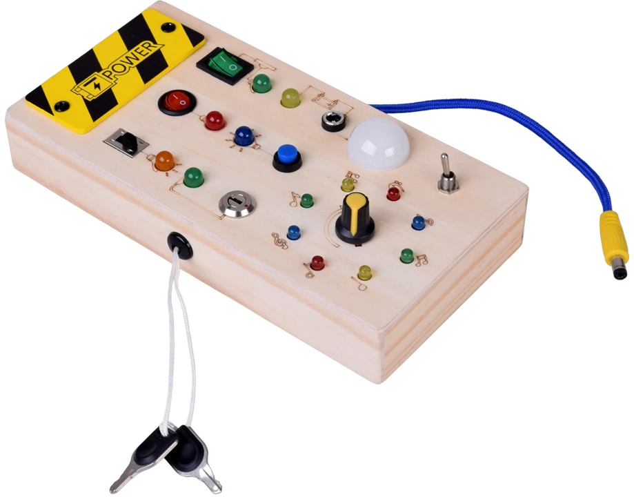 Jokomisiada medinė Montessori manipuliacinė lenta - elektrinės šviesos diodės ZA5944