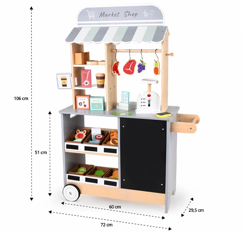 Jokomisiada Wooden shop for children - interactive MARKET with ice cube maker ZA6167