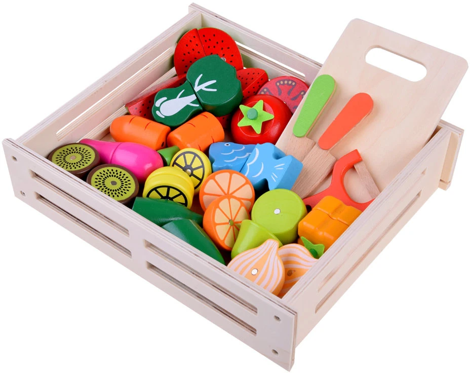 Jokomisiada Wooden fruit and vegetable cutting board with magnet, BOX, knife, ZA4121