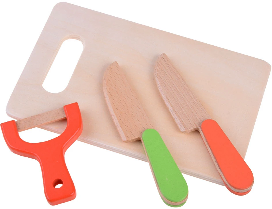 Jokomisiada Wooden fruit and vegetable cutting board with magnet, BOX, knife, ZA4121